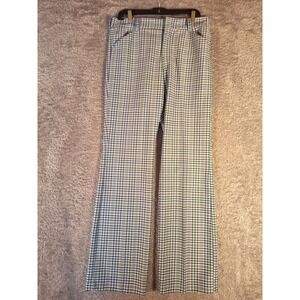 VTG JCPenney Plaid Flare Leg Trousers Blue Cream 70s Pants Waist 34" VDR1547